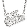 14k White Gold 1/2in Baltimore Orioles Pendant on 18in Chain