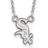 10kt White Gold 1/2in Chicago White Sox Logo Pendant on 18in Chain