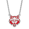 Sterling Silver Arkansas State University Wolf Red Enamel Necklace