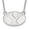Brigham Young University Logo Necklace 1/2in 14k White Gold