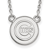 10kt White Gold 1/2in Chicago Cubs Logo Pendant on 18in Chain