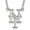 10kt White Gold New York Mets NY Pendant on 18in Chain