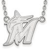 Sterling Silver Miami Marlins Pendant on 18in Chain