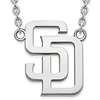 10k White Gold San Diego Padres SD Pendant on 18in Chain