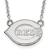 10k White Gold Cincinnati Reds Logo Pendant on 18in Chain