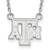 Silver Texas A&M University Beveled Logo Pendant with 18in Chain