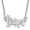 Silver 1/2in University of Nebraska Huskers Pendant with 18in Chain