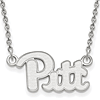 14k White Gold 1/2in Pitt Pendant with 18in Chain