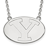 Brigham Young University Oval Necklace 3/4in 10k White Gold