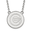 Sterling Silver Chicago Cubs Round Logo Pendant on 18in Chain