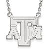 Texas A&M University Beveled ATM Necklace 3/4in 10k White Gold