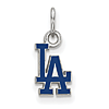 Sterling Silver 3/8in Los Angeles Dodgers LA Enamel Pendant