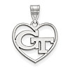 Sterling Silver 5/8in Georgia Tech Heart Pendant