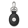 Sterling Silver Los Angeles Kings Black Leather Oval Key Chain
