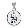 Sterling Silver 1/2in Seattle Mariners S Round Enamel Pendant