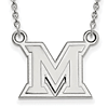Miami University Small M Pendant on 18in Chain Sterling Silver