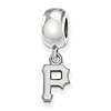 Sterling Silver Pittsburgh Pirates P Extra Small Dangle Bead