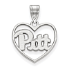 Sterling Silver 5/8in University of Pittsburgh Pendant in Heart