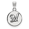 Sterling Silver 1/2in Milwaukee Brewers Round Enamel Pendant