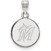 Sterling Silver 3/8in Round Miami Marlins Pendant