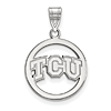 Sterling Silver 5/8in Texas Christian University Pendant in Circle