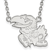 University of Kansas Jayhawk Left-Facing Necklace 3/4in 10k White Gold