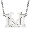 14k White Gold University of Montana UM Necklace 3/4in