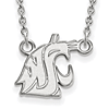 Silver 1/2in Washington State University Pendant with 18in Chain