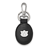 Sterling Silver Auburn University Black Leather Oval Key Chain