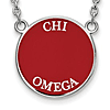 Sterling Silver Red Enamel Chi Omega Necklace 