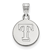 14k White Gold 1/2in Texas Rangers Round Pendant