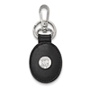 Sterling Silver Boston Red Sox Black Leather Oval Key Chain