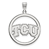 Sterling Silver 1in Texas Christian University Logo Pendant in Circle