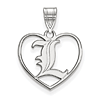 Sterling Silver 5/8in University of Louisville L Heart Pendant