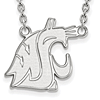 Silver 3/4in Washington State University Cougar Head 18in Necklace