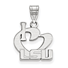 Sterling Silver 5/8in I Love Louisiana State University Pendant