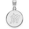 Sterling Silver 5/8in Round Miami Marlins Pendant