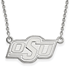 Silver 1/2in Oklahoma State University OSU Pendant with 18in Chain