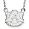 Sterling Silver 1/2in Auburn University Pendant with 18in Chain