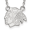 Chicago Blackhawks Logo Pendant on Necklace Sterling Silver