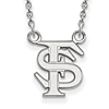 Silver 1/2in Florida State University FS Pendant on 18in Chain