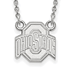 14kt White Gold 1/2in Ohio State University Logo Pendant on 18in Chain