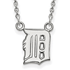 10kt White Gold 3/8in Detroit Tigers D Pendant on 18in Chain