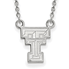 14kt White Gold 1/2in Texas Tech University Pendant with 18in Chain