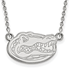 Silver 1/2in University of Florida Gator Head Pendant with 18in Chain