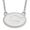 10kt White Gold 1/2in University of Georgia G Pendant with 18in Chain