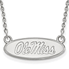 14k White Gold Small Oval Ole Miss Pendant with 18in Chain
