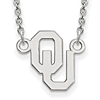 Sterling Silver 1/2in University of Oklahoma OU Pendant and 18in Chain