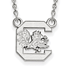 Silver 1/2in University of South Carolina Pendant with 18in Chain
