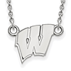 University of Wisconsin 1/2in W Pendant Necklace 14k White Gold